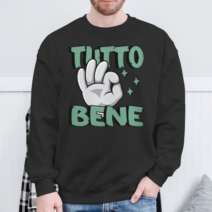 Tutto Bene イタリアの手のジェスチャー面白い引用イタリア 長袖tシャツ スウェットシャツ 高齢者への贈り物