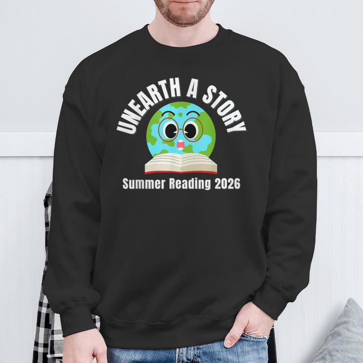Unearth a Story Summer 2026 Reading Program Earth Read Book Sweatshirt Gifts for Old Men