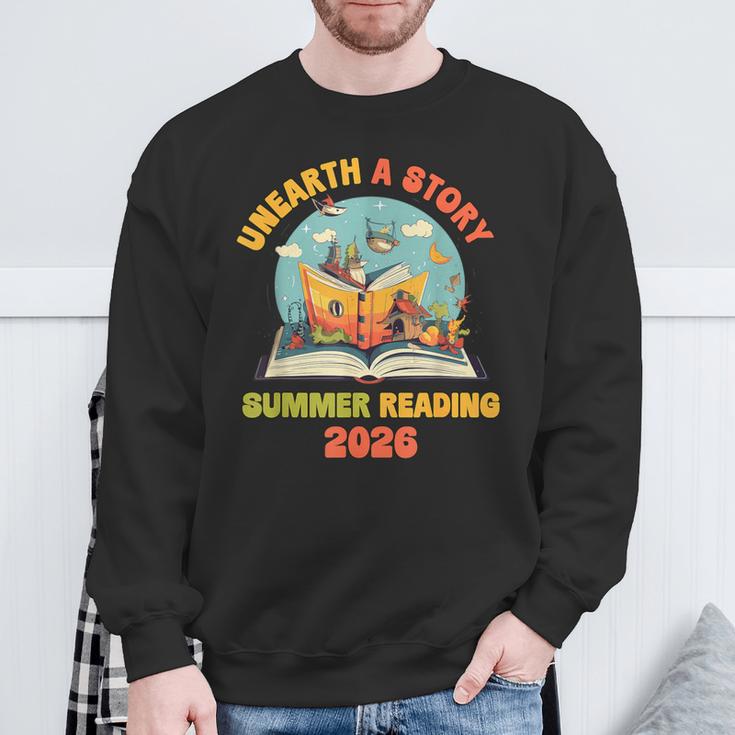 Unearth a Story Summer Reading 2026 Librarian Book Library Sweatshirt Gifts for Old Men