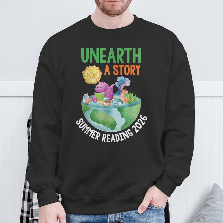 Unearth A Story Summer Reading Program 2026 Animals Book Sweatshirt Gifts for Old Men