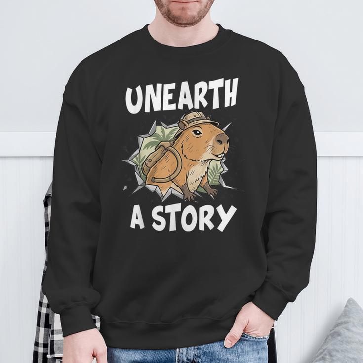 Unearth A Story Summer Reading Program 2026 Capybara Book Sweatshirt Gifts for Old Men