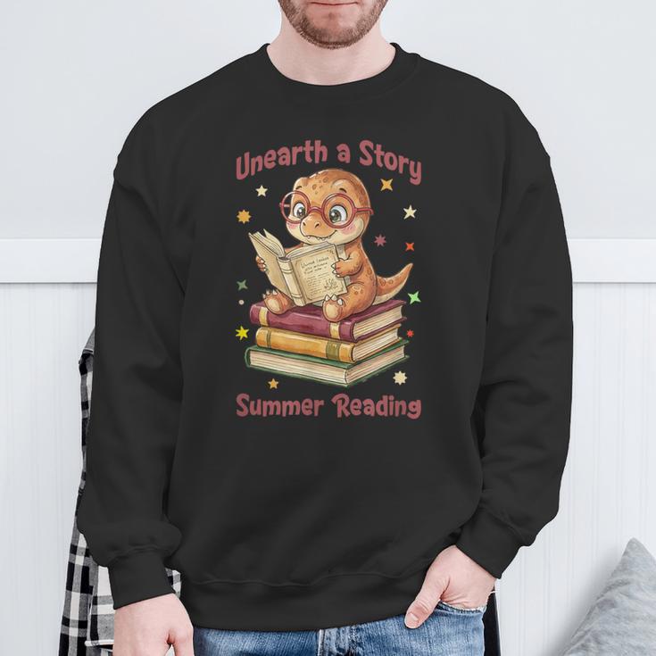 Unearth a Story Summer Reading T-Rex Book Lover Sweatshirt Gifts for Old Men Unearth a Story Summer Reading T-Rex Book Lover Sweatshirt Gifts for Old Men