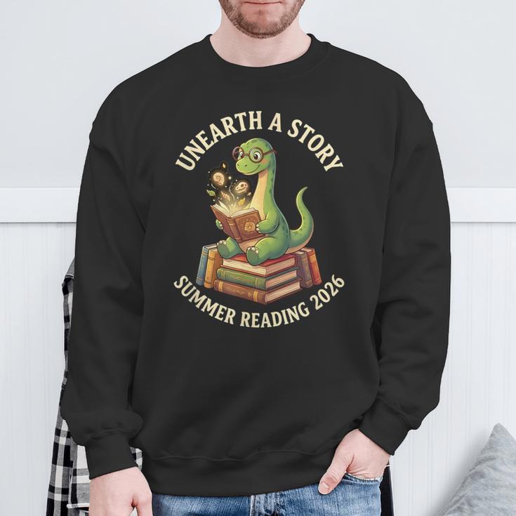 Unreath a Story Summer Library Reading 2026 Dinosaur Book Sweatshirt Gifts for Old Men