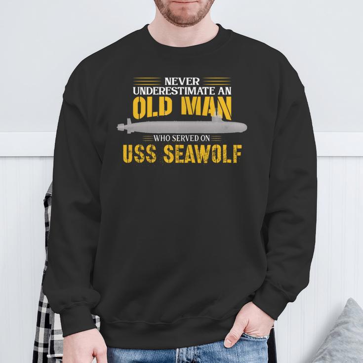Ussシーウルフssn-21サブマリン 長袖tシャツ スウェットシャツ 高齢者への贈り物