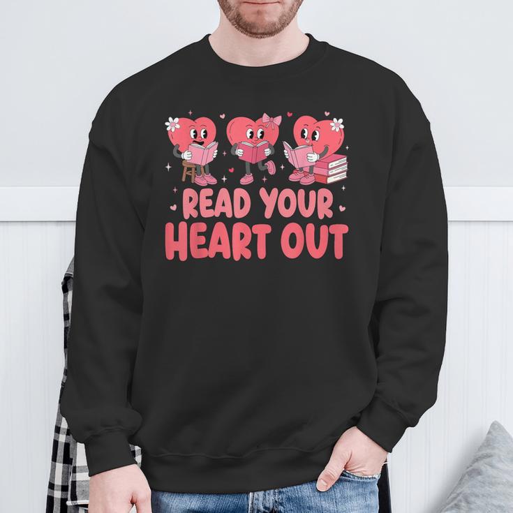 Valentine Day Book Read Your Heart Out Lovers Teacher Kids Sweatshirt Gifts for Old Men