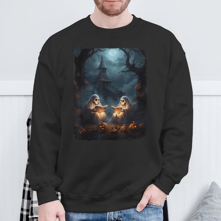Vintage Boo Halloween Camping Reading Teacher Books Ghost Sweatshirt Gifts for Old Men Vintage Boo Halloween Camping Reading Teacher Books Ghost Sweatshirt Gifts for Old Men