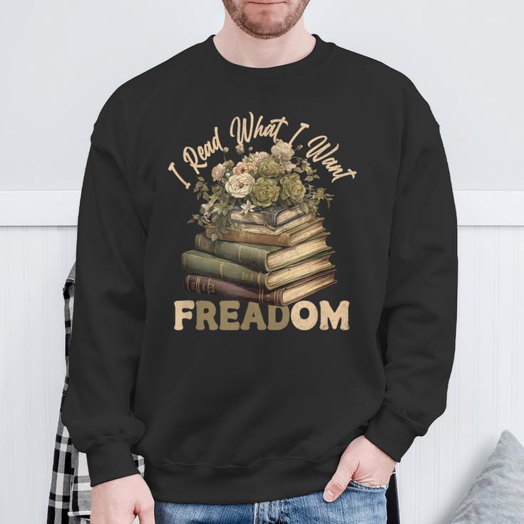 Vintage Censorship Freedom Reading Nerd I Read Banned Books Sweatshirt Gifts for Old Men