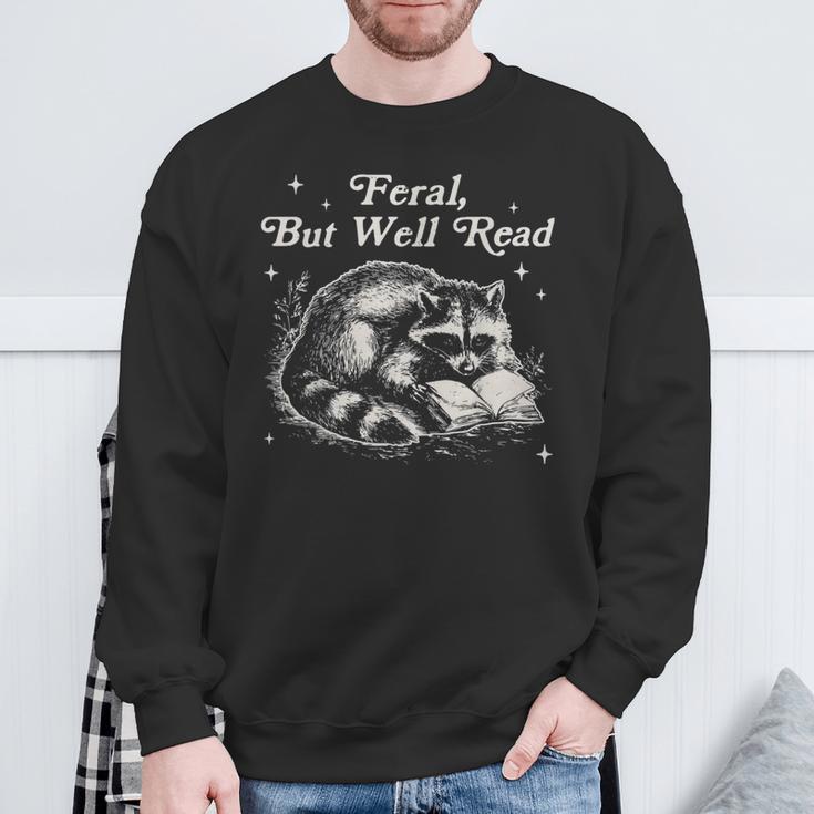 Vintage Feral But Well Read Raccoon Reading Book Lover Sweatshirt Gifts for Old Men Vintage Feral But Well Read Raccoon Reading Book Lover Sweatshirt Gifts for Old Men