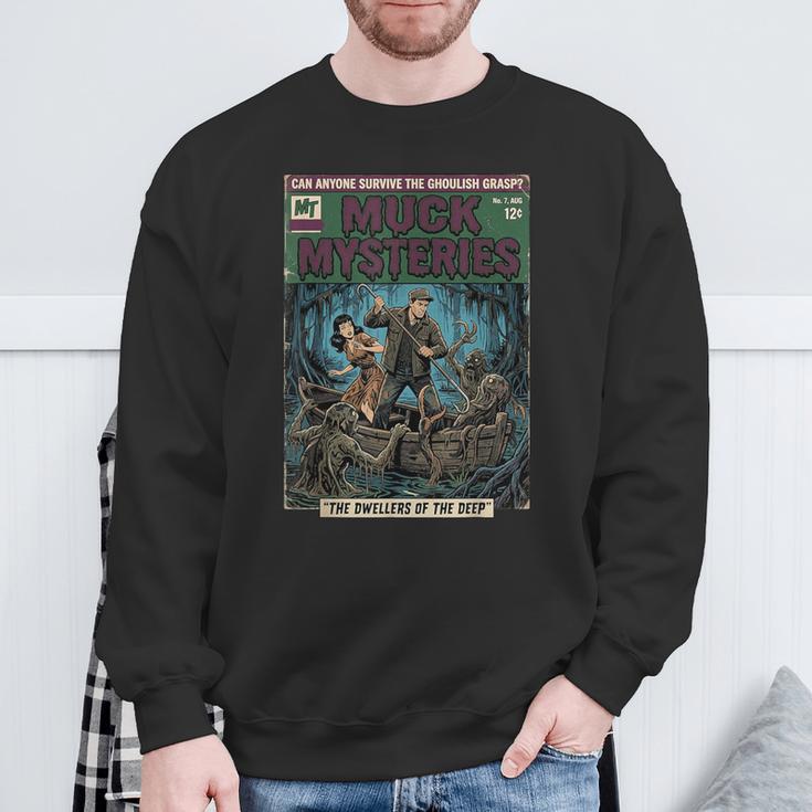 Vintage Horror Comic Book Cover Muck Mysteries Bayou Sweatshirt Gifts for Old Men