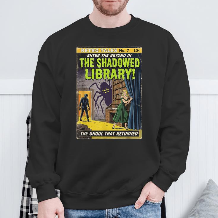 Vintage Horror Comic Book Cover Shadowed Library Zombie Sweatshirt Gifts for Old Men Vintage Horror Comic Book Cover Shadowed Library Zombie Sweatshirt Gifts for Old Men