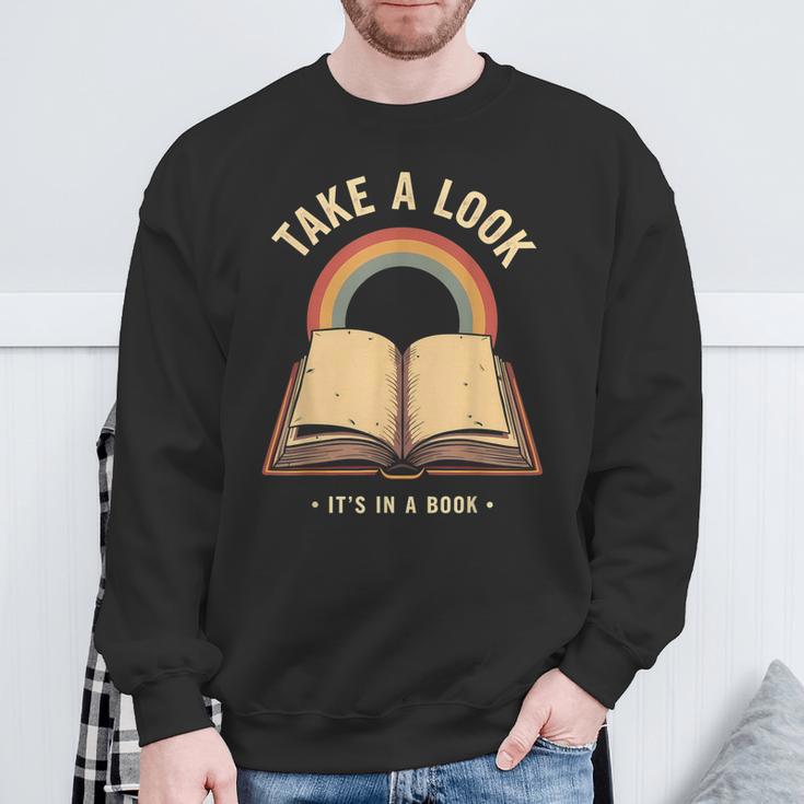 Vintage Rainbow Take a Look It's In a Book Retro Reading Art Sweatshirt Gifts for Old Men Vintage Rainbow Take a Look It's In a Book Retro Reading Art Sweatshirt Gifts for Old Men