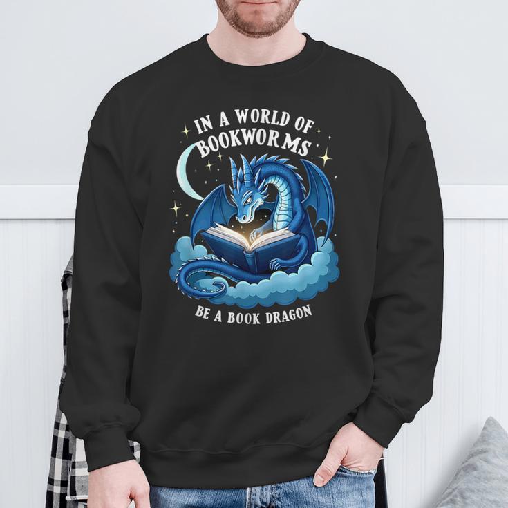 Vintage In A World Of Bookworms Be A Book Dragon Sweatshirt Gifts for Old Men Vintage In A World Of Bookworms Be A Book Dragon Sweatshirt Gifts for Old Men