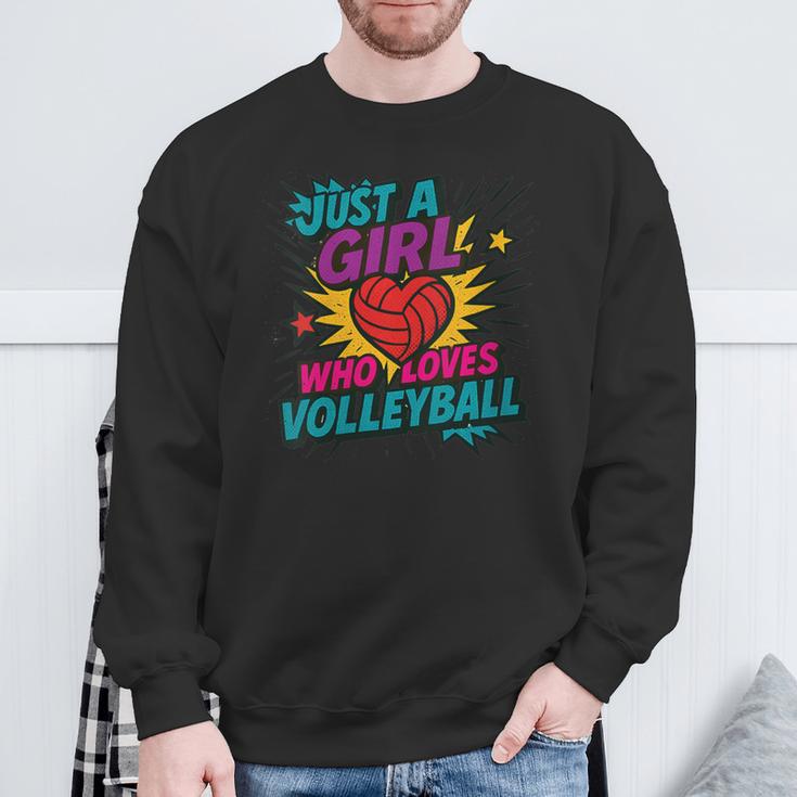 Volleyball Comic Book Art Just a Girl Who Loves Volleyball Sweatshirt Gifts for Old Men
