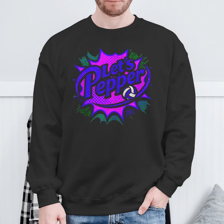 Volleyball Lets Pepper Retro Pop Comic Book Style Player Art Sweatshirt Gifts for Old Men