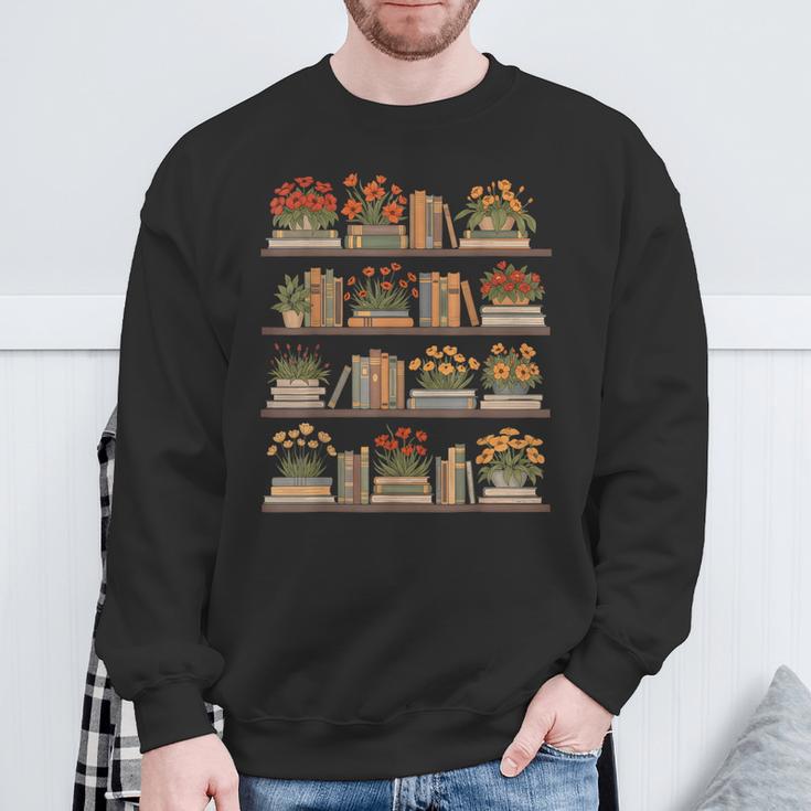 Whimsical Books And Blooms Sweatshirt Gifts for Old Men
