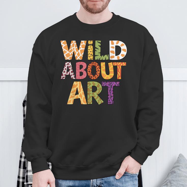 Wild About Art Books Animal Safari Children's Art Teacher Sweatshirt Gifts for Old Men