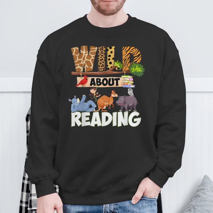 Wild About Reading Book Lover Bookworm Library Day Sweatshirt Gifts for Old Men Wild About Reading Book Lover Bookworm Library Day Sweatshirt Gifts for Old Men