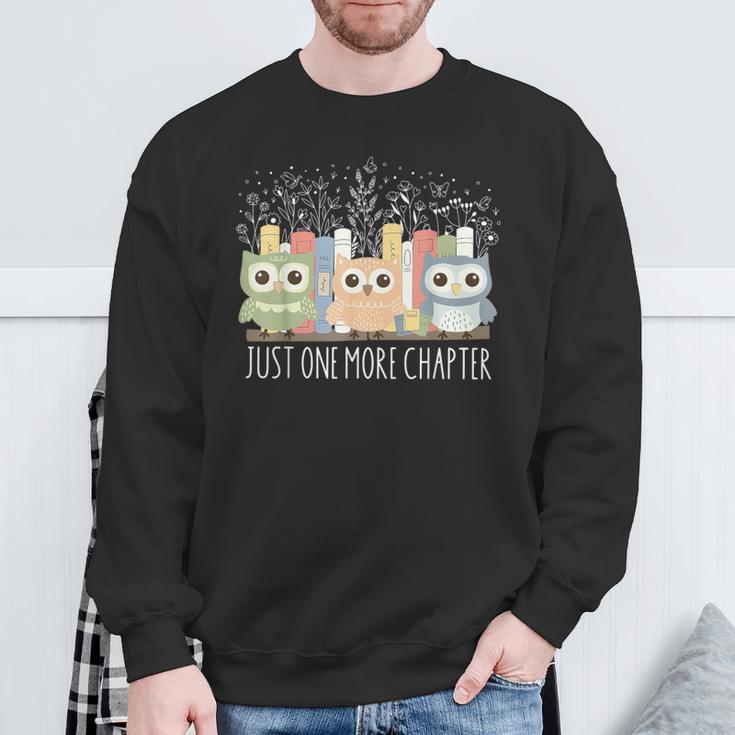 Wildflower Just One More Chapter Owl Book Lover Reader Sweatshirt Gifts for Old Men