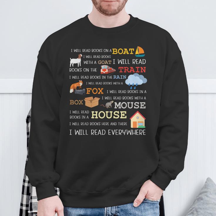 I Will Read Books On a Boat & Everywhere Reading Sweatshirt Gifts for Old Men