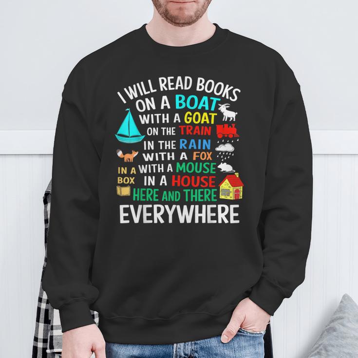 I Will Read Books On A Boat & Everywhere Sweatshirt Gifts for Old Men