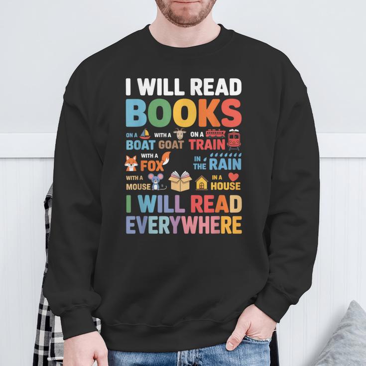 I Will Read Books On A Boat With a Goat On Train Book Lover Sweatshirt Gifts for Old Men