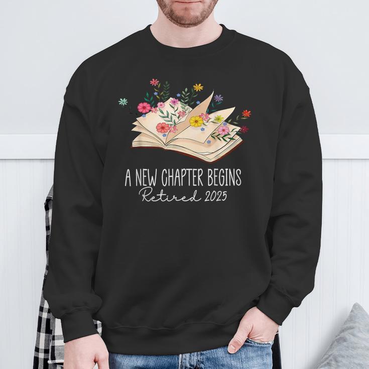 Women A New Chapter Begins Floral Book Retirement Teacher Sweatshirt Gifts for Old Men