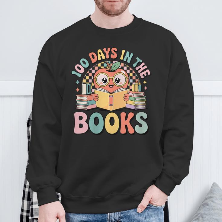 Women's 100 Days In The Books Cute Apple Reading School Sweatshirt Gifts for Old Men
