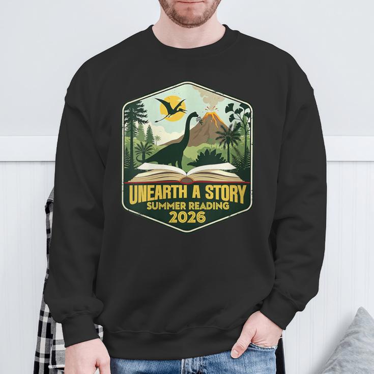 Women's 2026 Summer Reading Unearth a Story Teachers Students Book Sweatshirt Gifts for Old Men