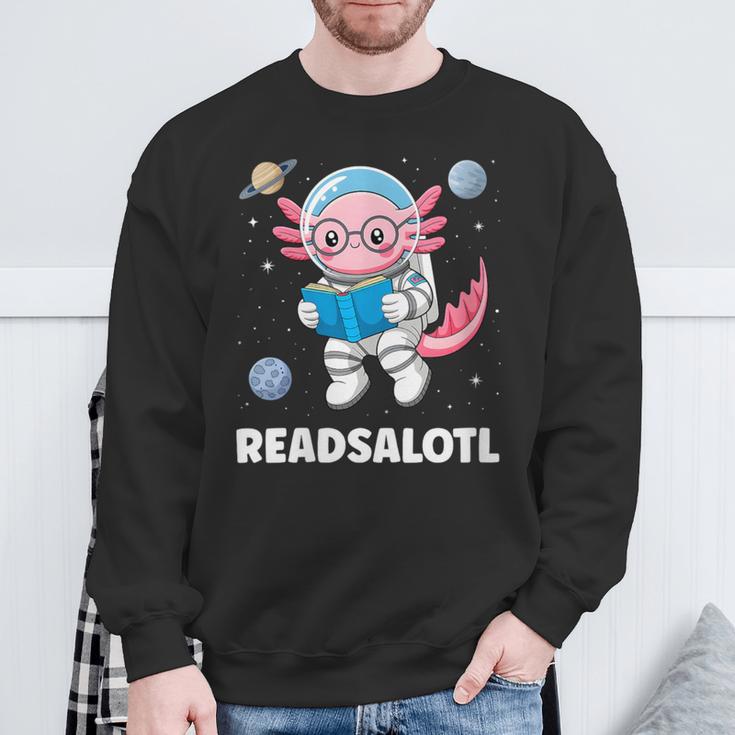 Women's Axolotl Books Readsalotl Reading Bookworm Boys Girls Kids Sweatshirt Gifts for Old Men