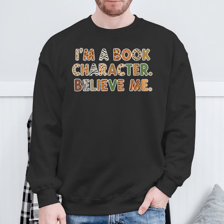 Women's I'm a Book Character Costumes For Kids Storybook Character Sweatshirt Gifts for Old Men