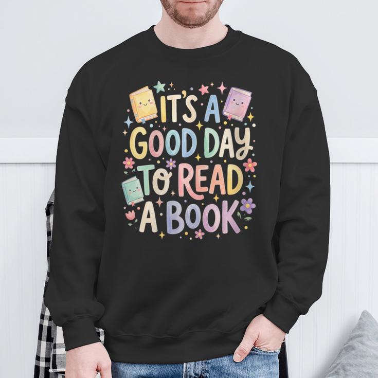 Women's It’s A Good Day To Read A Book Cute Teacher Reading Sweatshirt Gifts for Old Men