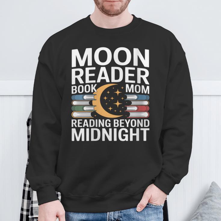 Women's Moon Reader Book Mom Reading Beyond Midnight Sweatshirt Gifts for Old Men