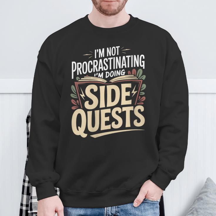 Women's Im Not Procrastinating Im Doing Side Quests Book Lover Sweatshirt Gifts for Old Men