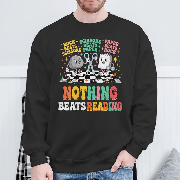 Women's Nothing Beats Reading Rock Paper Scissors Book Love Sweatshirt Gifts for Old Men Women's Nothing Beats Reading Rock Paper Scissors Book Love Sweatshirt Gifts for Old Men