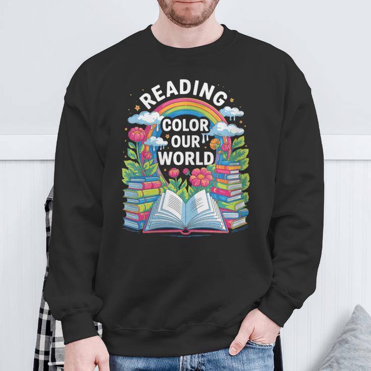 Women's Reading Colors Our World Rainbow Books Kids Sweatshirt Gifts for Old Men