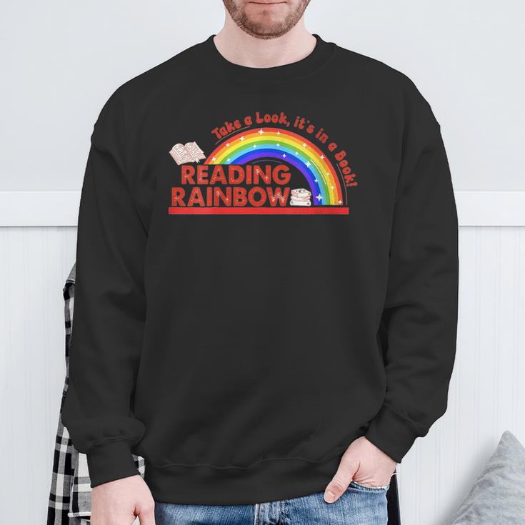 Women's Retro Rainbow Take A Look It's In A Book Reading Bookworm Sweatshirt Gifts for Old Men Women's Retro Rainbow Take A Look It's In A Book Reading Bookworm Sweatshirt Gifts for Old Men