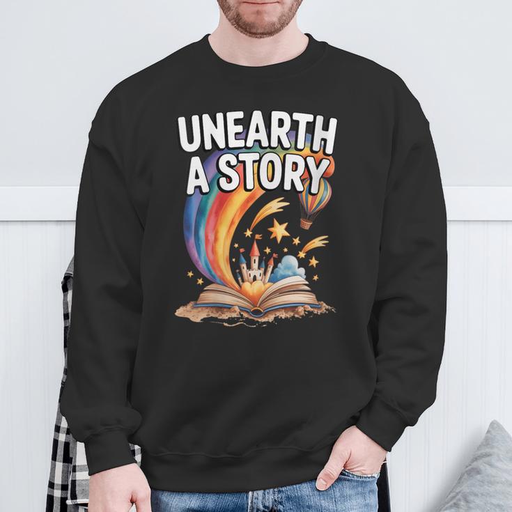Women's Unearth A Story Rainbow Treasure Book Summer Reading 2026 Sweatshirt Gifts for Old Men