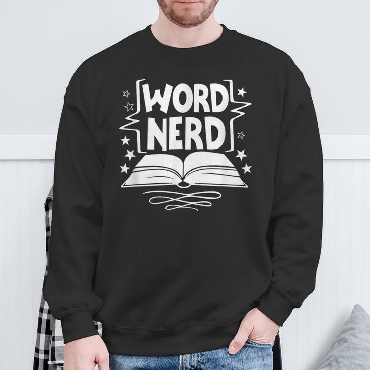 Word Nerd Reading Book Lover Bookworm Bookish Librarian Sweatshirt Gifts for Old Men