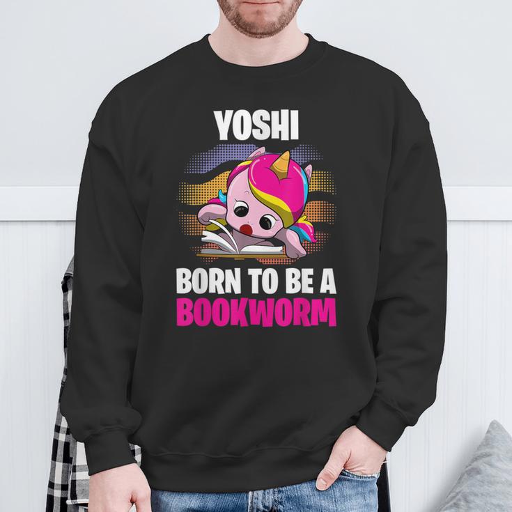 Yoshi Born To Be A Bookworm Personalized Sweatshirt Gifts for Old Men