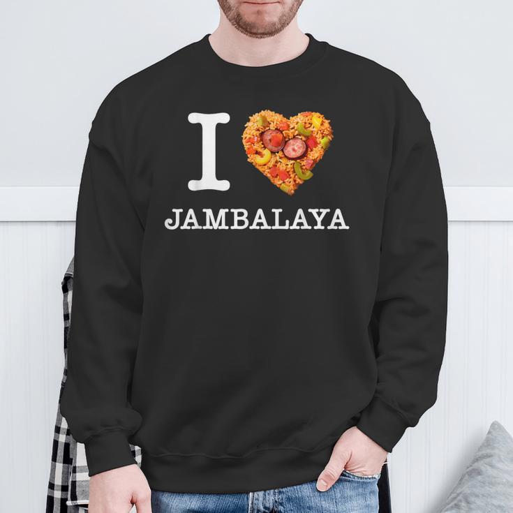 “I Love Jambalaya” のジャンバラヤ好き向けデザイン スウェットシャツ 高齢者への贈り物