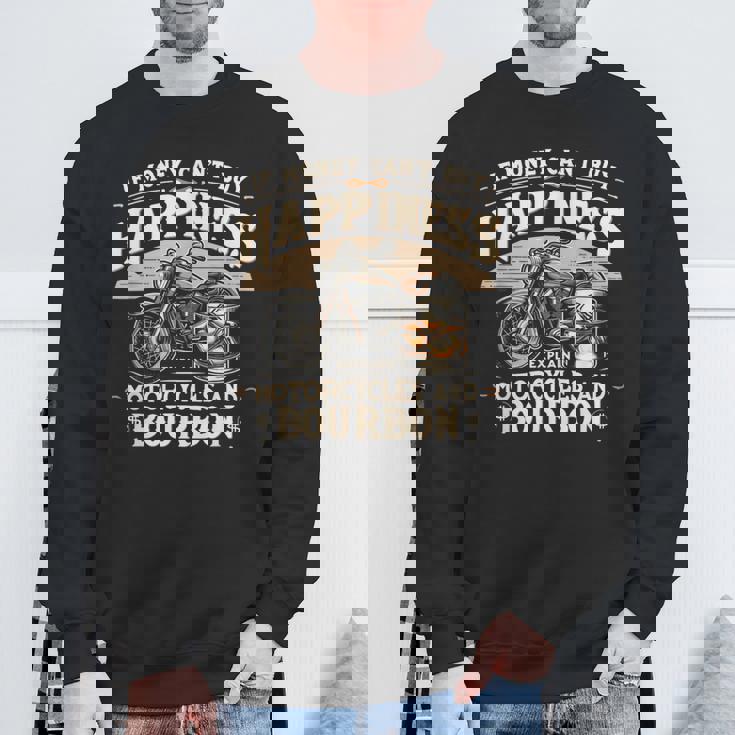 お金で幸せが買えないならバーボンとバイクを解説 スウェットシャツ 高齢者への贈り物