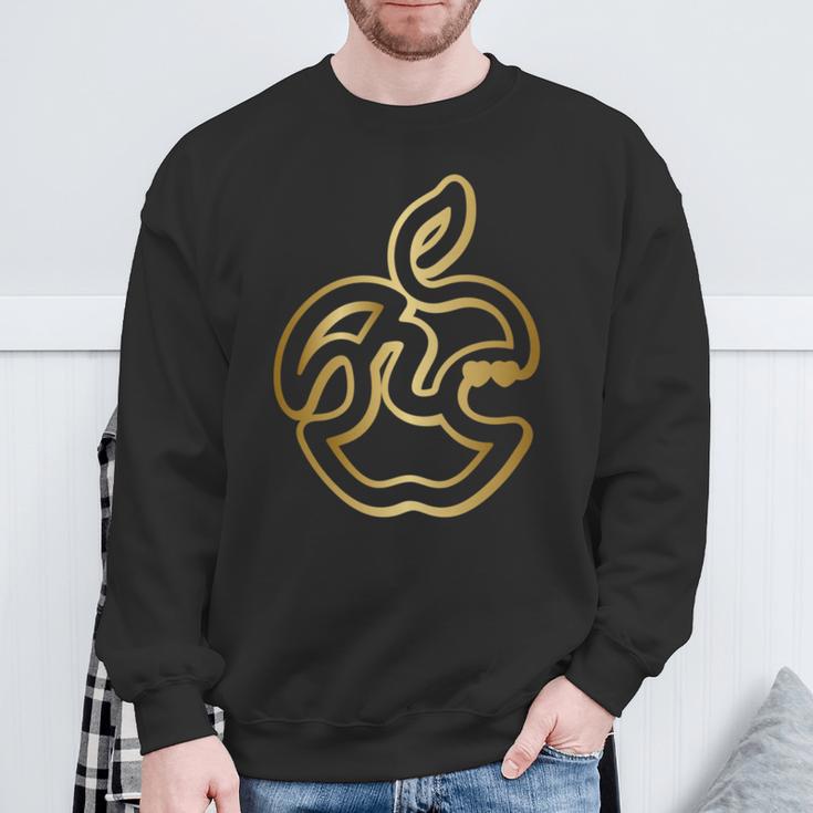 りんご ハート ひらがな 隠し文字 タイポグラフィ ユニーク おもしろみ フルーツ デザイン 長袖tシャツ スウェットシャツ 高齢者への贈り物