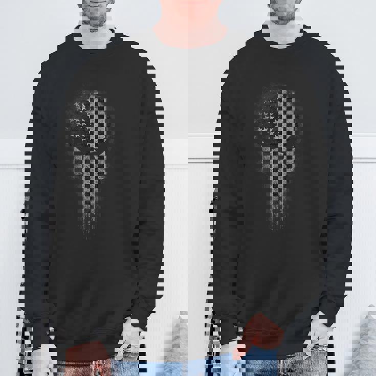 アメリカ国旗 ミリタリー スカル 愛国心 Usa スウェットシャツ 高齢者への贈り物