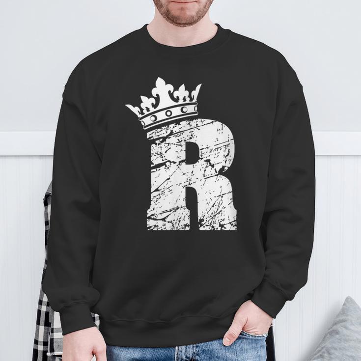 アルファベットtシャツ イニシャル文字 R & キング クイーン クラウン スウェットシャツ 高齢者への贈り物