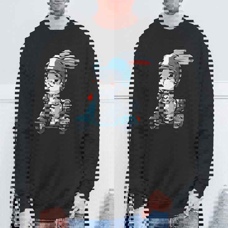 ウサギ スクーター ペット 面白い オートバイ スウェットシャツ 高齢者への贈り物