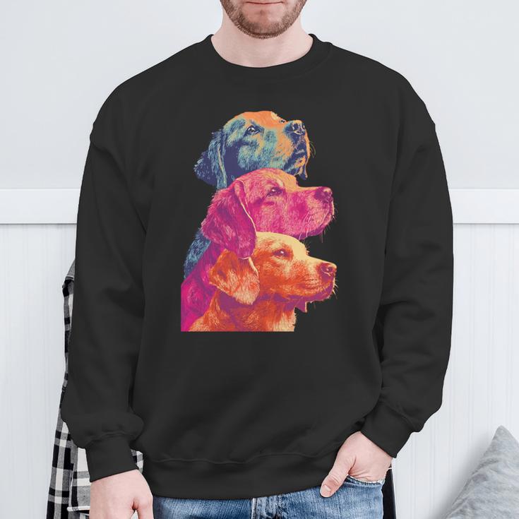 カラフルなラブラドールレトリバー犬夏の美的ペットアート 長袖tシャツ スウェットシャツ 高齢者への贈り物