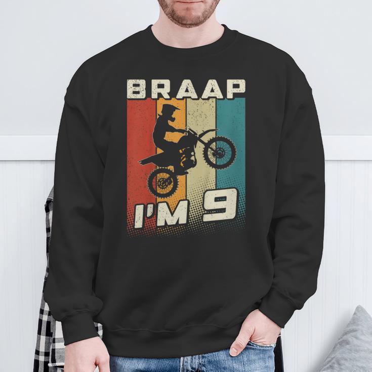 キッズ Braap I'm 9 ダートバイク 誕生日 9 Mx 9歳の誕生日 モトクロス スウェットシャツ 高齢者への贈り物