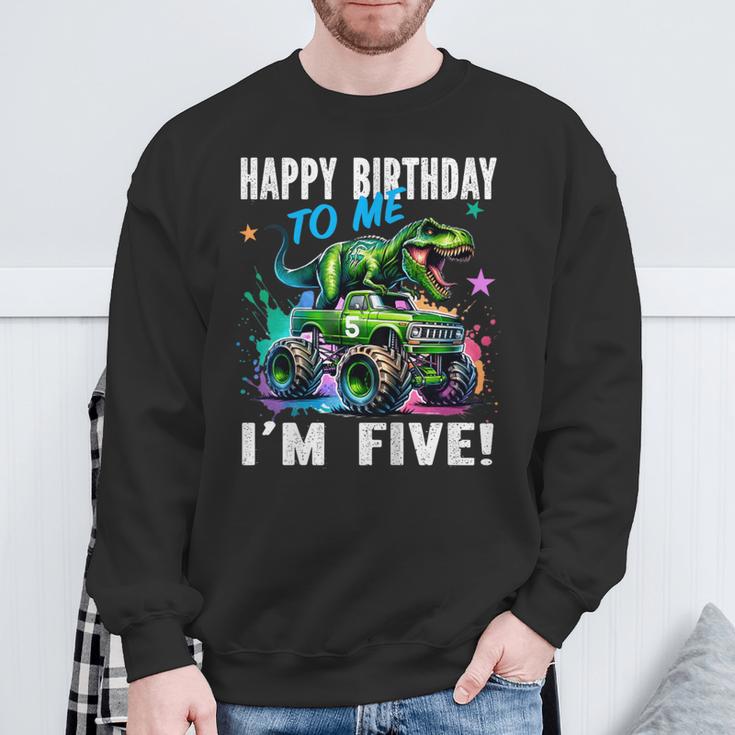 キッズ ハッピーモンスタートラックがテーマの5歳の誕生日 5歳 男の子 5歳 スウェットシャツ 高齢者への贈り物