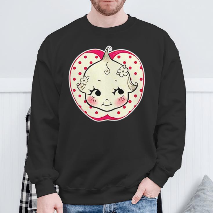 キューピー 赤ちゃん りんご 水玉 長袖tシャツ スウェットシャツ 高齢者への贈り物