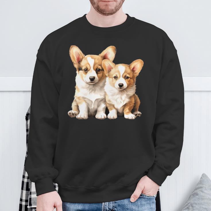 コーギー子犬 長袖tシャツ スウェットシャツ 高齢者への贈り物